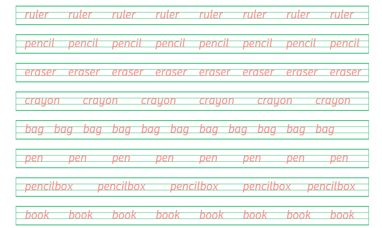 小学英语单词，三年级英语描红练习字帖 pdf打印版